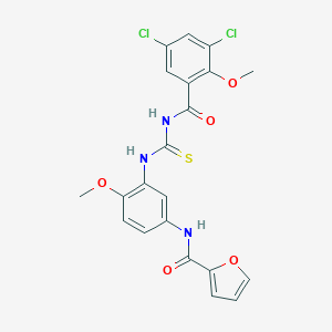 molecular formula C21H17Cl2N3O5S B251214 N-[3-({[(3,5-dichloro-2-methoxybenzoyl)amino]carbothioyl}amino)-4-methoxyphenyl]-2-furamide 