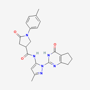 N-(3-methyl-1-(4-oxo-4,5,6,7-tetrahydro-3H-cyclopenta[d]pyrimidin-2-yl)-1H-pyrazol-5-yl)-5-oxo-1-(p-tolyl)pyrrolidine-3-carboxamide