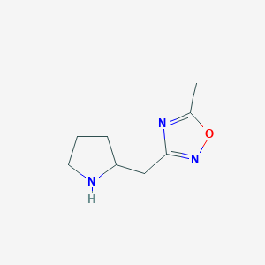molecular formula C8H13N3O B2512153 5-Methyl-3-(pyrrolidin-2-ylmethyl)-1,2,4-oxadiazole CAS No. 1251924-38-5