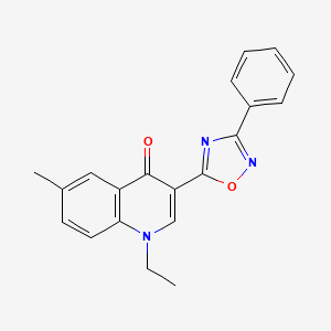 molecular formula C20H17N3O2 B2512159 1-ethyl-6-methyl-3-(3-phenyl-1,2,4-oxadiazol-5-yl)quinolin-4(1H)-one CAS No. 1207059-54-8