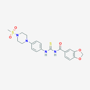 molecular formula C20H22N4O5S2 B251216 N-({4-[4-(methylsulfonyl)piperazin-1-yl]phenyl}carbamothioyl)-1,3-benzodioxole-5-carboxamide 