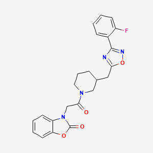 3-(2-(3-((3-(2-fluorophenyl)-1,2,4-oxadiazol-5-yl)methyl)piperidin-1-yl)-2-oxoethyl)benzo[d]oxazol-2(3H)-one