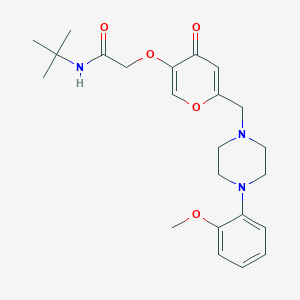molecular formula C23H31N3O5 B2512193 N-叔丁基-2-[6-[[4-(2-甲氧基苯基)哌嗪-1-基]甲基]-4-氧杂环戊-3-基]氧代乙酰胺 CAS No. 898439-49-1