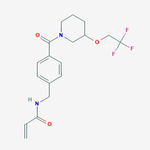 molecular formula C18H21F3N2O3 B2512202 N-({4-[3-(2,2,2-trifluoroethoxy)piperidine-1-carbonyl]phenyl}methyl)prop-2-enamide CAS No. 2197981-67-0