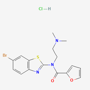 molecular formula C16H17BrClN3O2S B2512220 N-(6-bromobenzo[d]thiazol-2-yl)-N-(2-(dimethylamino)ethyl)furan-2-carboxamide hydrochloride CAS No. 1215761-91-3