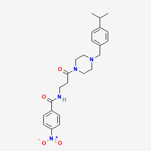 molecular formula C24H30N4O4 B2512221 4-硝基-N-[3-氧代-3-(4-{[4-(异丙基)苯基]甲基}哌嗪-1-基)丙基]苯甲酰胺 CAS No. 1687763-82-1