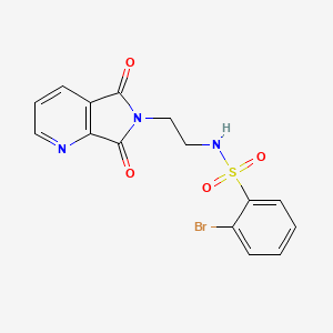 molecular formula C15H12BrN3O4S B2512231 2-bromo-N-(2-(5,7-dioxo-5H-pyrrolo[3,4-b]pyridin-6(7H)-yl)ethyl)benzenesulfonamide CAS No. 2034384-49-9