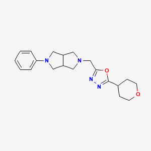 2-(Oxan-4-yl)-5-[(5-phenyl-1,3,3a,4,6,6a-hexahydropyrrolo[3,4-c]pyrrol-2-yl)methyl]-1,3,4-oxadiazole