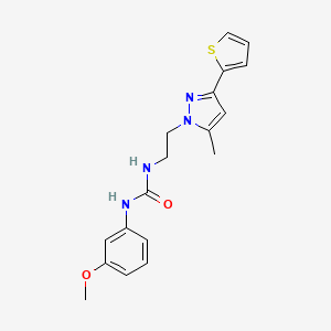 molecular formula C18H20N4O2S B2512238 1-(3-methoxyphenyl)-3-(2-(5-methyl-3-(thiophen-2-yl)-1H-pyrazol-1-yl)ethyl)urea CAS No. 2034585-12-9