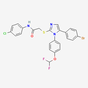molecular formula C24H17BrClF2N3O2S B2512243 2-((5-(4-bromophenyl)-1-(4-(difluoromethoxy)phenyl)-1H-imidazol-2-yl)thio)-N-(4-chlorophenyl)acetamide CAS No. 1226450-67-4