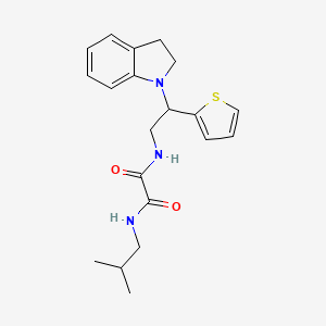 molecular formula C20H25N3O2S B2512244 N1-(2-(indolin-1-yl)-2-(thiophen-2-yl)ethyl)-N2-isobutyloxalamide CAS No. 898407-63-1