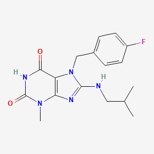 molecular formula C17H20FN5O2 B2512248 7-(4-fluorobenzyl)-8-(isobutylamino)-3-methyl-1H-purine-2,6(3H,7H)-dione CAS No. 1105244-81-2