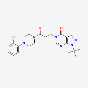 molecular formula C22H27ClN6O2 B2512260 1-(叔丁基)-5-(3-(4-(2-氯苯基)哌嗪-1-基)-3-氧代丙基)-1H-吡唑并[3,4-d]嘧啶-4(5H)-酮 CAS No. 946234-20-4