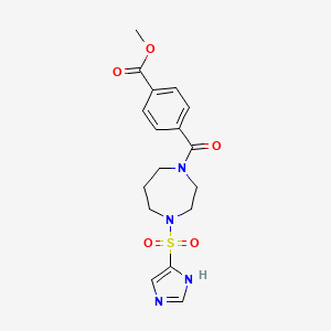 molecular formula C17H20N4O5S B2512266 methyl 4-(4-((1H-imidazol-4-yl)sulfonyl)-1,4-diazepane-1-carbonyl)benzoate CAS No. 1904281-39-5