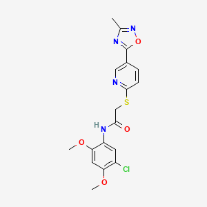 molecular formula C18H17ClN4O4S B2512268 N-(5-chloro-2,4-dimethoxyphenyl)-2-((5-(3-methyl-1,2,4-oxadiazol-5-yl)pyridin-2-yl)thio)acetamide CAS No. 1251616-71-3