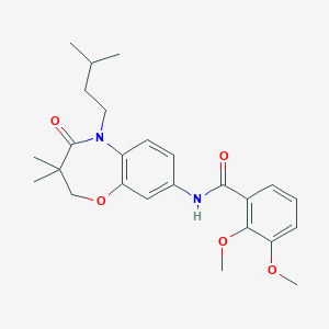 molecular formula C25H32N2O5 B2512273 N-(5-异戊基-3,3-二甲基-4-氧代-2,3,4,5-四氢苯并[b][1,4]恶杂环辛-8-基)-2,3-二甲氧基苯甲酰胺 CAS No. 921835-69-0