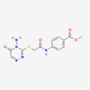 molecular formula C13H13N5O4S B2512276 Methyl 4-[[2-[(4-amino-5-oxo-1,2,4-triazin-3-yl)sulfanyl]acetyl]amino]benzoate CAS No. 869068-48-4