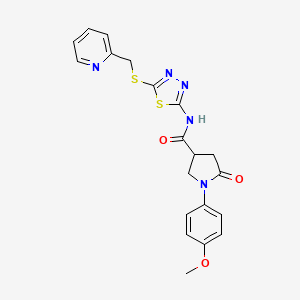 1-(4-methoxyphenyl)-5-oxidanylidene-N-[5-(pyridin-2-ylmethylsulfanyl)-1,3,4-thiadiazol-2-yl]pyrrolidine-3-carboxamide