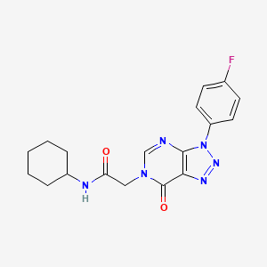 molecular formula C18H19FN6O2 B2512278 N-cyclohexyl-2-(3-(4-fluorophenyl)-7-oxo-3H-[1,2,3]triazolo[4,5-d]pyrimidin-6(7H)-yl)acetamide CAS No. 847384-45-6