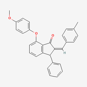 molecular formula C30H24O3 B2512279 7-(4-Methoxyphenoxy)-2-[(4-methylphenyl)methylene]-3-phenyl-1-indanone CAS No. 337921-54-7