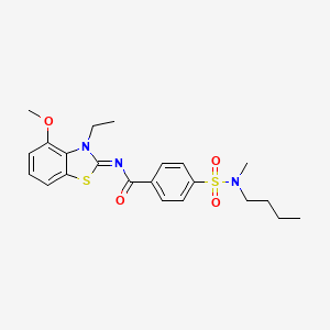molecular formula C22H27N3O4S2 B2512281 (Z)-4-(N-丁基-N-甲基磺酰氨基)-N-(3-乙基-4-甲氧基苯并[d]噻唑-2(3H)-亚甲基)苯甲酰胺 CAS No. 533868-42-7