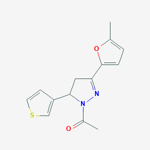 1-(3-(5-methylfuran-2-yl)-5-(thiophen-3-yl)-4,5-dihydro-1H-pyrazol-1-yl)ethanone