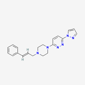 molecular formula C20H22N6 B2512292 3-[4-[(E)-3-Phenylprop-2-enyl]piperazin-1-yl]-6-pyrazol-1-ylpyridazine CAS No. 2415642-01-0
