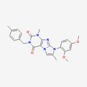 molecular formula C25H25N5O4 B2512294 8-(2,4-dimethoxyphenyl)-1,7-dimethyl-3-(4-methylbenzyl)-1H-imidazo[2,1-f]purine-2,4(3H,8H)-dione CAS No. 877644-07-0