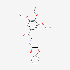 molecular formula C21H31NO6 B2512296 N-(1,4-二氧杂螺[4.4]壬烷-2-基甲基)-3,4,5-三乙氧基苯甲酰胺 CAS No. 899958-48-6