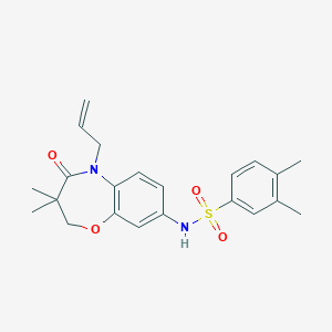 molecular formula C22H26N2O4S B2512304 N-(5-烯丙基-3,3-二甲基-4-氧代-2,3,4,5-四氢苯并[b][1,4]恶杂环辛-8-基)-3,4-二甲基苯磺酰胺 CAS No. 922123-57-7