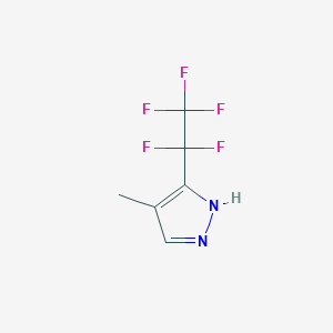 molecular formula C6H5F5N2 B2512310 4-Methyl-5-(1,1,2,2,2-pentafluoroethyl)-1H-pyrazole CAS No. 1171011-59-8