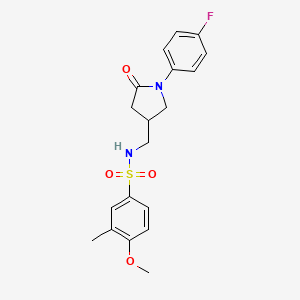 N-((1-(4-fluorophenyl)-5-oxopyrrolidin-3-yl)methyl)-4-methoxy-3-methylbenzenesulfonamide