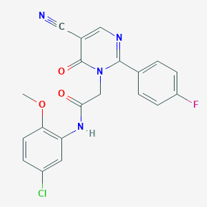 molecular formula C20H14ClFN4O3 B2512314 N-(5-chloro-2-methoxyphenyl)-2-(5-cyano-2-(4-fluorophenyl)-6-oxopyrimidin-1(6H)-yl)acetamide CAS No. 1251599-83-3