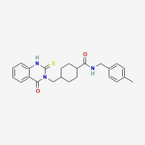 N-(4-methylbenzyl)-4-((4-oxo-2-thioxo-1,2-dihydroquinazolin-3(4H)-yl)methyl)cyclohexanecarboxamide