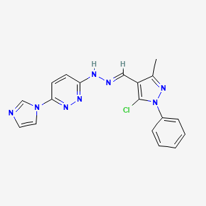 (E)-3-(2-((5-chloro-3-methyl-1-phenyl-1H-pyrazol-4-yl)methylene)hydrazinyl)-6-(1H-imidazol-1-yl)pyridazine