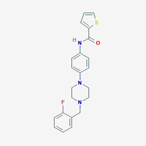 molecular formula C22H22FN3OS B251233 N-{4-[4-(2-fluorobenzyl)-1-piperazinyl]phenyl}-2-thiophenecarboxamide 