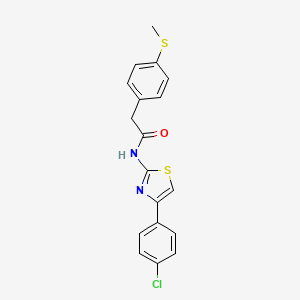 molecular formula C18H15ClN2OS2 B2512334 N-(4-(4-chlorophenyl)thiazol-2-yl)-2-(4-(methylthio)phenyl)acetamide CAS No. 919754-17-9
