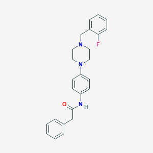 molecular formula C25H26FN3O B251234 N-{4-[4-(2-fluorobenzyl)-1-piperazinyl]phenyl}-2-phenylacetamide 