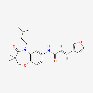molecular formula C23H28N2O4 B2512340 (E)-3-(furan-3-yl)-N-(5-isopentyl-3,3-dimethyl-4-oxo-2,3,4,5-tetrahydrobenzo[b][1,4]oxazepin-7-yl)acrylamide CAS No. 1448139-08-9