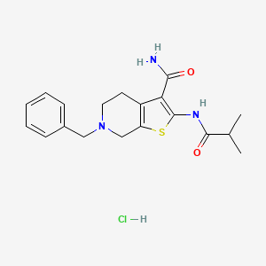 molecular formula C19H24ClN3O2S B2512351 6-Benzyl-2-isobutyramido-4,5,6,7-tetrahydrothieno[2,3-c]pyridine-3-carboxamide hydrochloride CAS No. 1177921-51-5