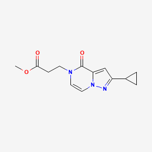 molecular formula C13H15N3O3 B2512353 Methyl 3-(2-cyclopropyl-4-oxopyrazolo[1,5-a]pyrazin-5-yl)propanoate CAS No. 2415454-89-4