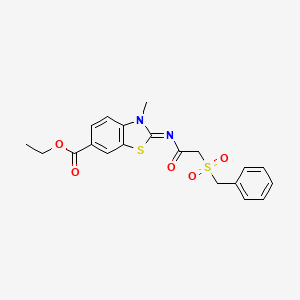 (E)-ethyl 2-((2-(benzylsulfonyl)acetyl)imino)-3-methyl-2,3-dihydrobenzo[d]thiazole-6-carboxylate