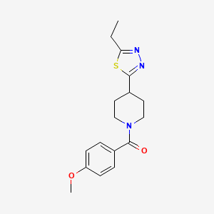 molecular formula C17H21N3O2S B2512383 (4-(5-Ethyl-1,3,4-thiadiazol-2-yl)piperidin-1-yl)(4-methoxyphenyl)methanone CAS No. 1172868-42-6