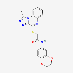 molecular formula C20H17N5O3S B2512393 N-(2,3-二氢-1,4-苯并二氧杂环-6-基)-2-[(1-甲基[1,2,4]三唑并[4,3-a]喹喔啉-4-基)硫代]乙酰胺 CAS No. 1358401-76-9