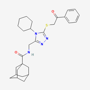 molecular formula C28H36N4O2S B2512397 N-[(4-环己基-5-苯乙酰巯基-1,2,4-三唑-3-基)甲基]金刚烷-1-甲酰胺 CAS No. 477304-24-8