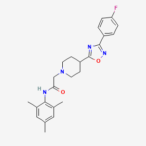 molecular formula C24H27FN4O2 B2512398 2-(4-(3-(4-fluorophenyl)-1,2,4-oxadiazol-5-yl)piperidin-1-yl)-N-mesitylacetamide CAS No. 1251631-32-9