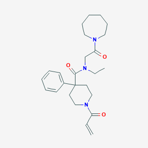 molecular formula C25H35N3O3 B2512399 N-[2-(Azepan-1-yl)-2-oxoethyl]-N-ethyl-4-phenyl-1-prop-2-enoylpiperidine-4-carboxamide CAS No. 2361840-23-3