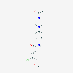 molecular formula C21H24ClN3O3 B251240 3-chloro-4-methoxy-N-[4-(4-propanoylpiperazin-1-yl)phenyl]benzamide 