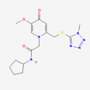 N-cyclopentyl-2-(5-methoxy-2-(((1-methyl-1H-tetrazol-5-yl)thio)methyl)-4-oxopyridin-1(4H)-yl)acetamide