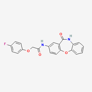 molecular formula C21H15FN2O4 B2512404 2-(4-fluorophenoxy)-N-(11-oxo-10,11-dihydrodibenzo[b,f][1,4]oxazepin-2-yl)acetamide CAS No. 921891-22-7